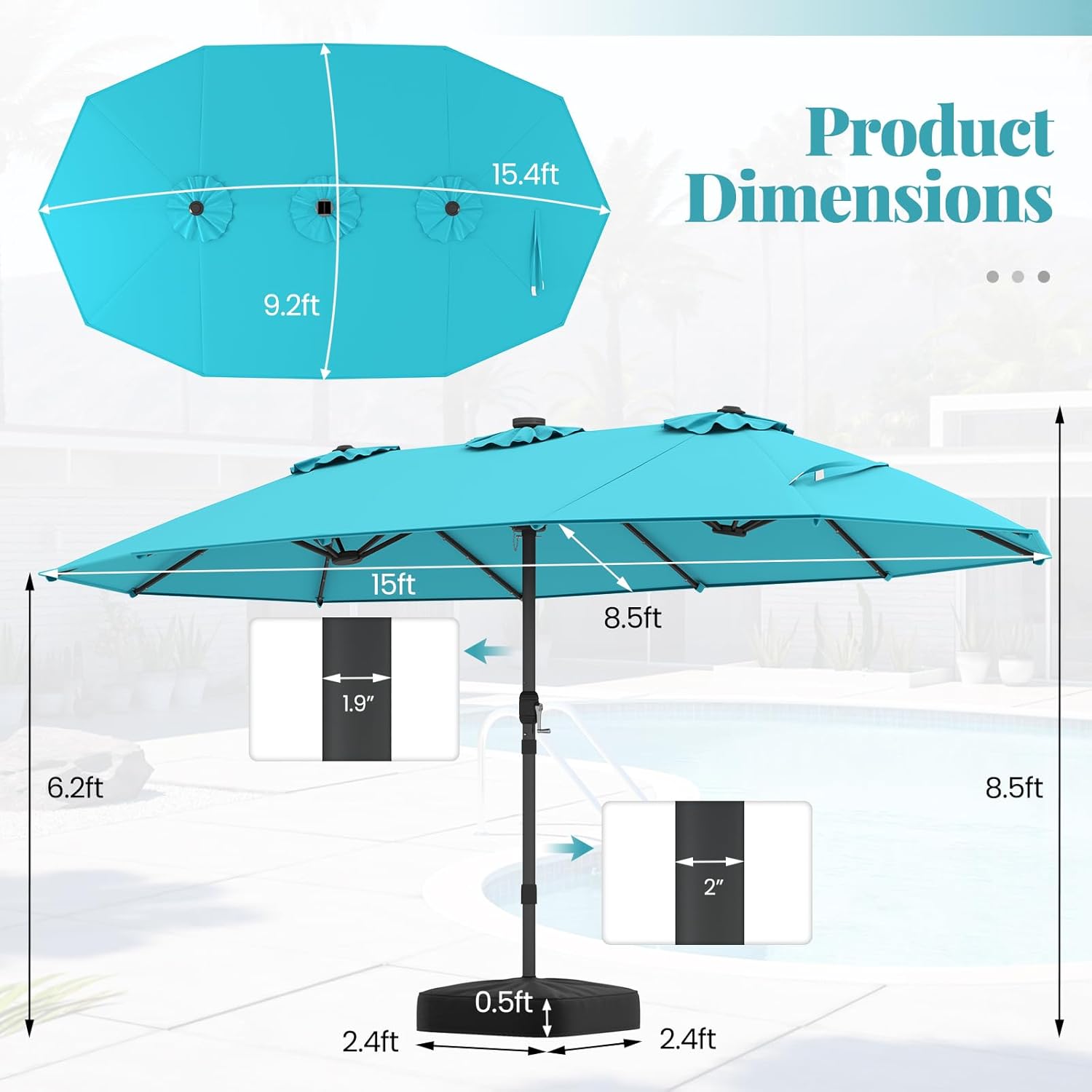 Ombrellone Solare da Patio a D - Outdoor Furniture With Umbrella recensione e prezzo