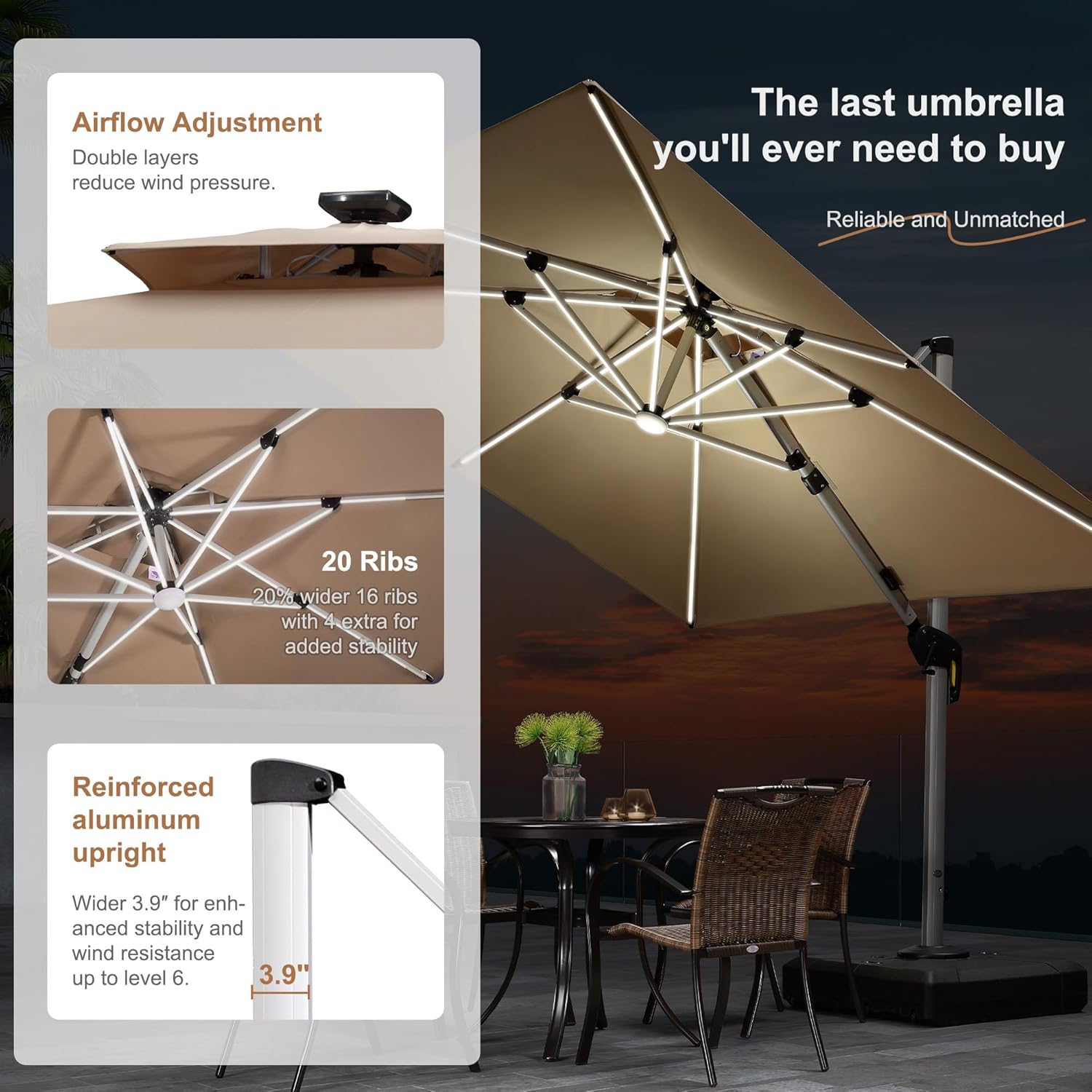 Ombrellone da Patio Rettangola - Outdoor Furniture With Umbrella recensione e prezzo